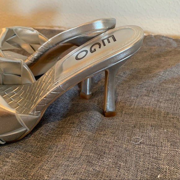 New Ego Silver Woven Slide Heels 7 F2 - Picture 5 of 6